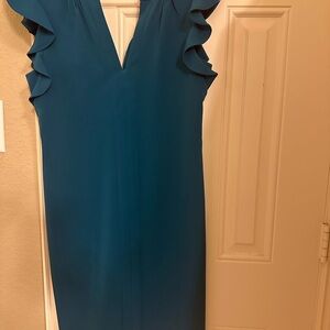 Vince Camuto Blue Sheath Dress with Flutter Sleeves